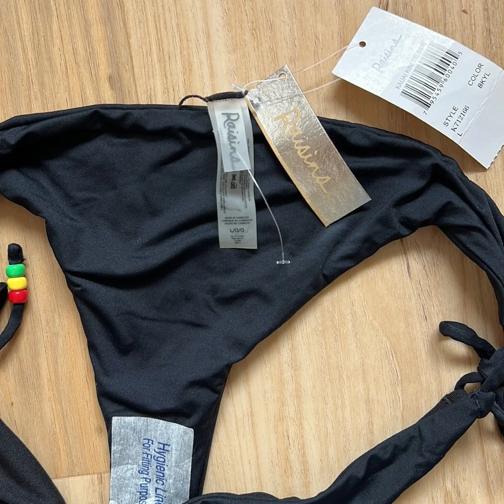 Rasta black cheeky bikini bottoms